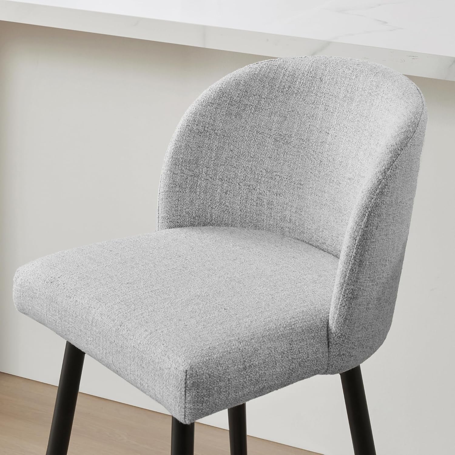 Counter Height Bar Stools Set of 3, 360° Swivel Upholstered Barstools with Backs and Metal Legs, 26" H Seat Height, Fabric in White (Multi-Colored)-4