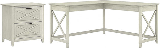 Key West L Shaped Desk with Mobile File Cabinet-1