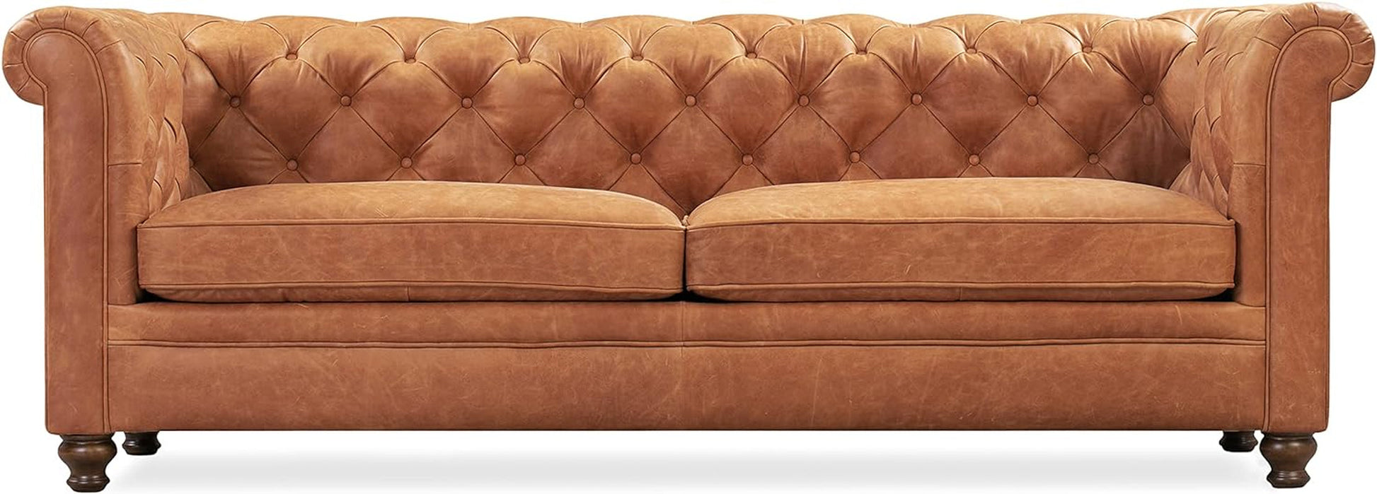 Lyon 87.4" Sofa in Full-Grain Pure-Aniline Italian Tanned Leather in Cognac Tan-3