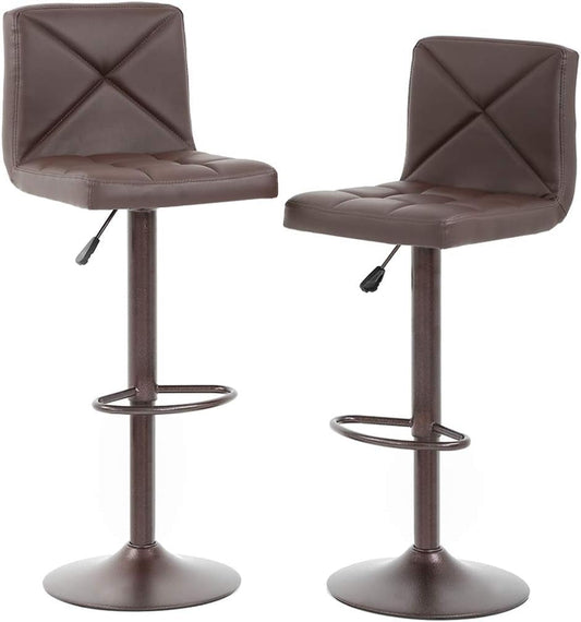 Counter Height Bar Stools Set of 2 PU Leather Modern Height Adjustable Swivel Barstools Hydraulic Chair Bar Stools-0