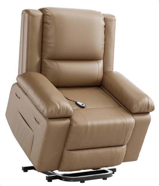 Oversized Wide Power Lift Recliner Chair - Heat and Massage, Adjustable Back and Legs, PU Leather Electric Lift Chair Designed for the Elderly and People with Mobility Impaired-0