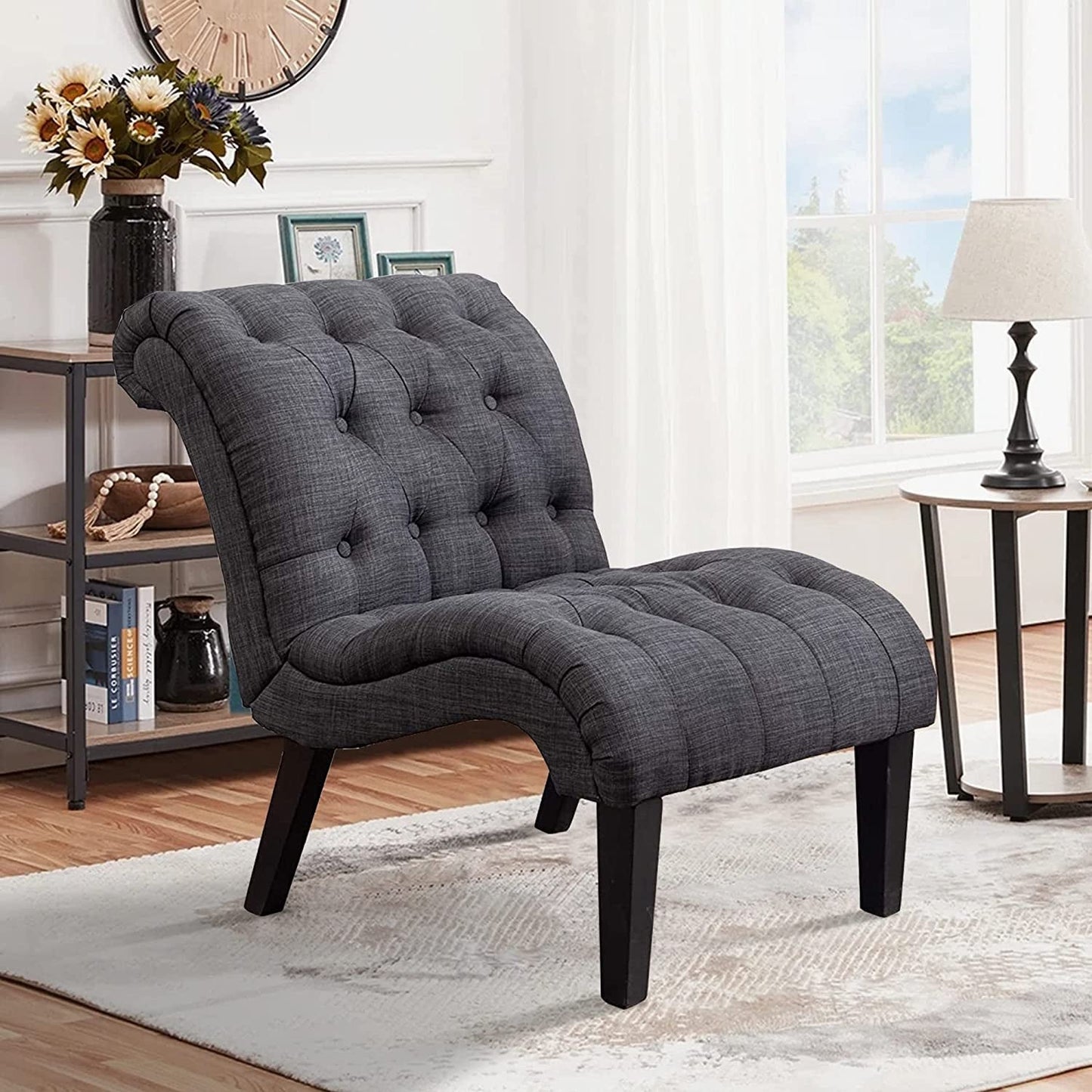 Button Tufted Slipper Chair for Any Room-0