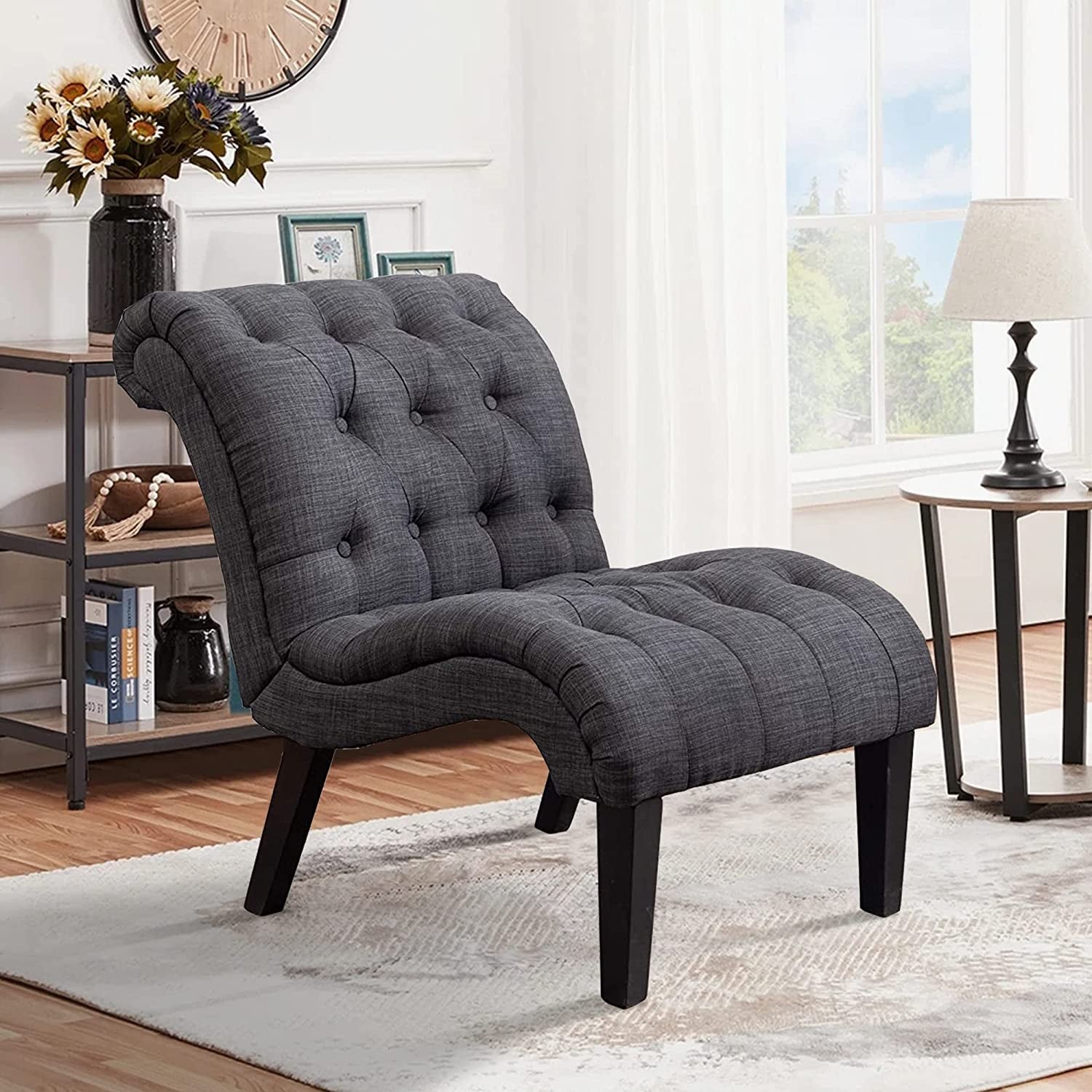 Button Tufted Slipper Chair for Any Room-0