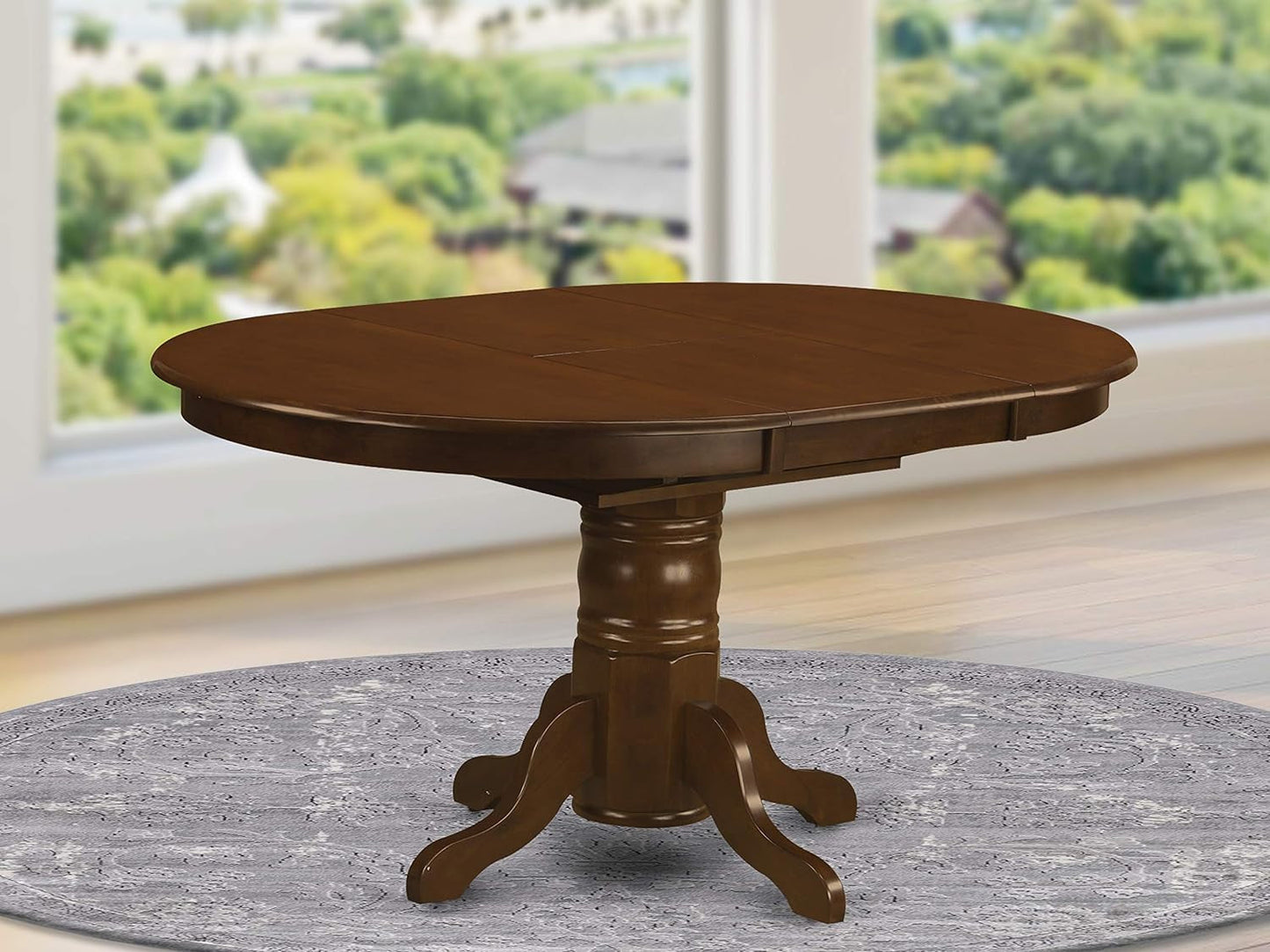 KET-ESP-TP Kenley Dining Room Table - an Oval Solid Wood Table Top with Butterfly Leaf & Pedestal Base, 42X60 Inch, Espresso-1