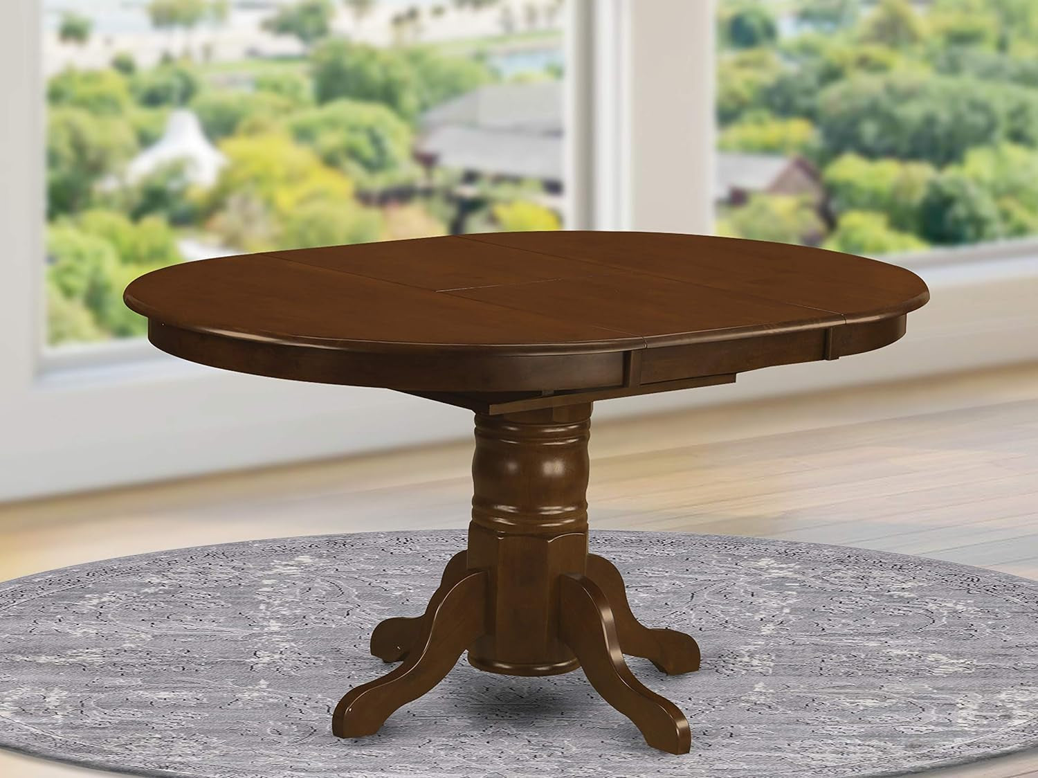 KET-ESP-TP Kenley Dining Room Table - an Oval Solid Wood Table Top with Butterfly Leaf & Pedestal Base, 42X60 Inch, Espresso-1