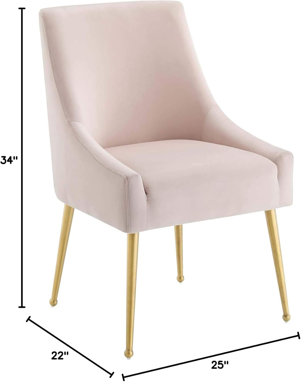 Discern Upholstered Performance Velvet Dining Chair, Pink-2