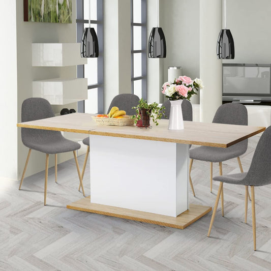 Extensible Dining Table for 4-8P, Wooden Top-0