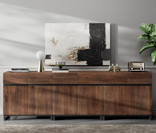 Brown 3-in-1 Modern Sideboard Buffet Cabinet with Shelf-0