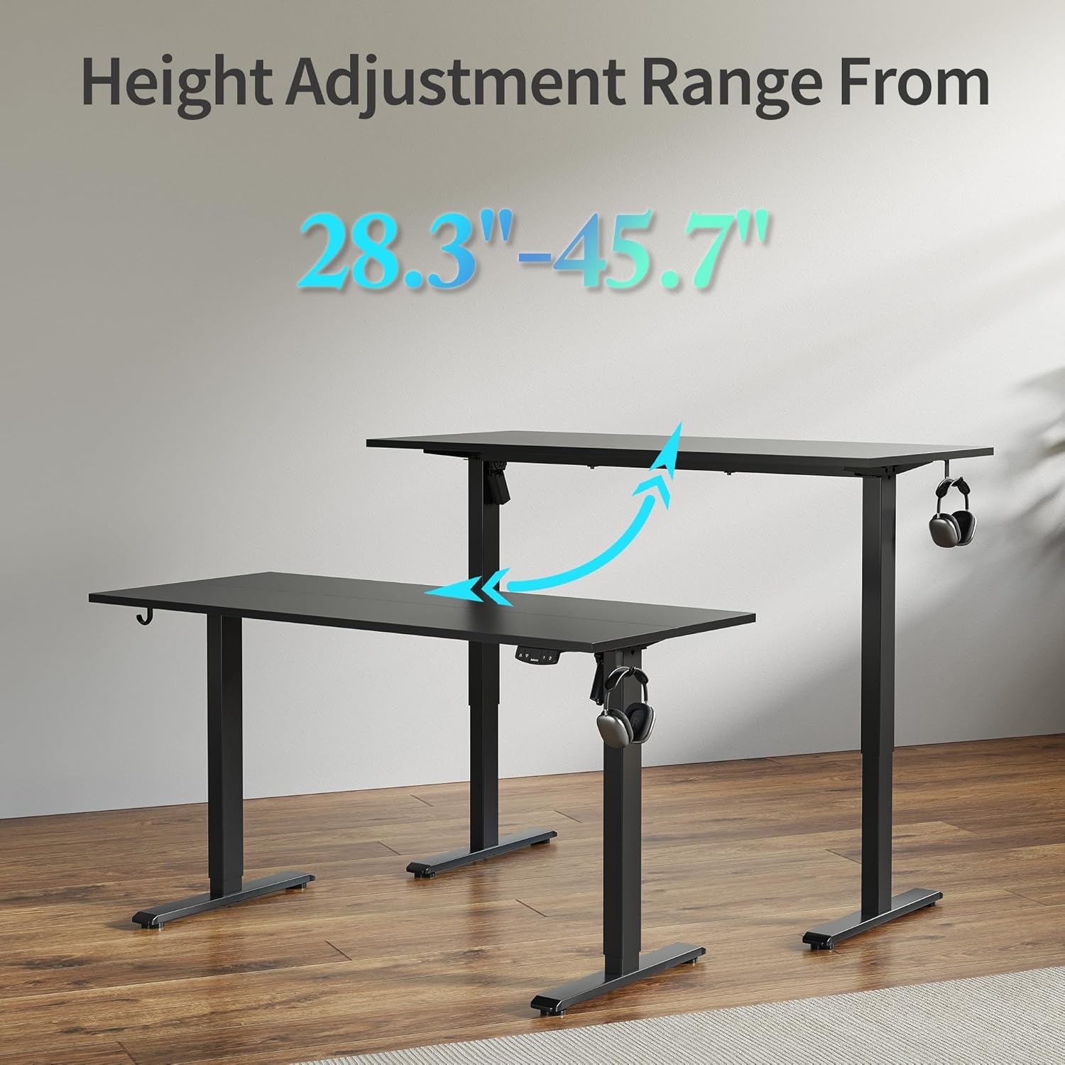 48" Black Electric Standing Desk Adjustable Height-4