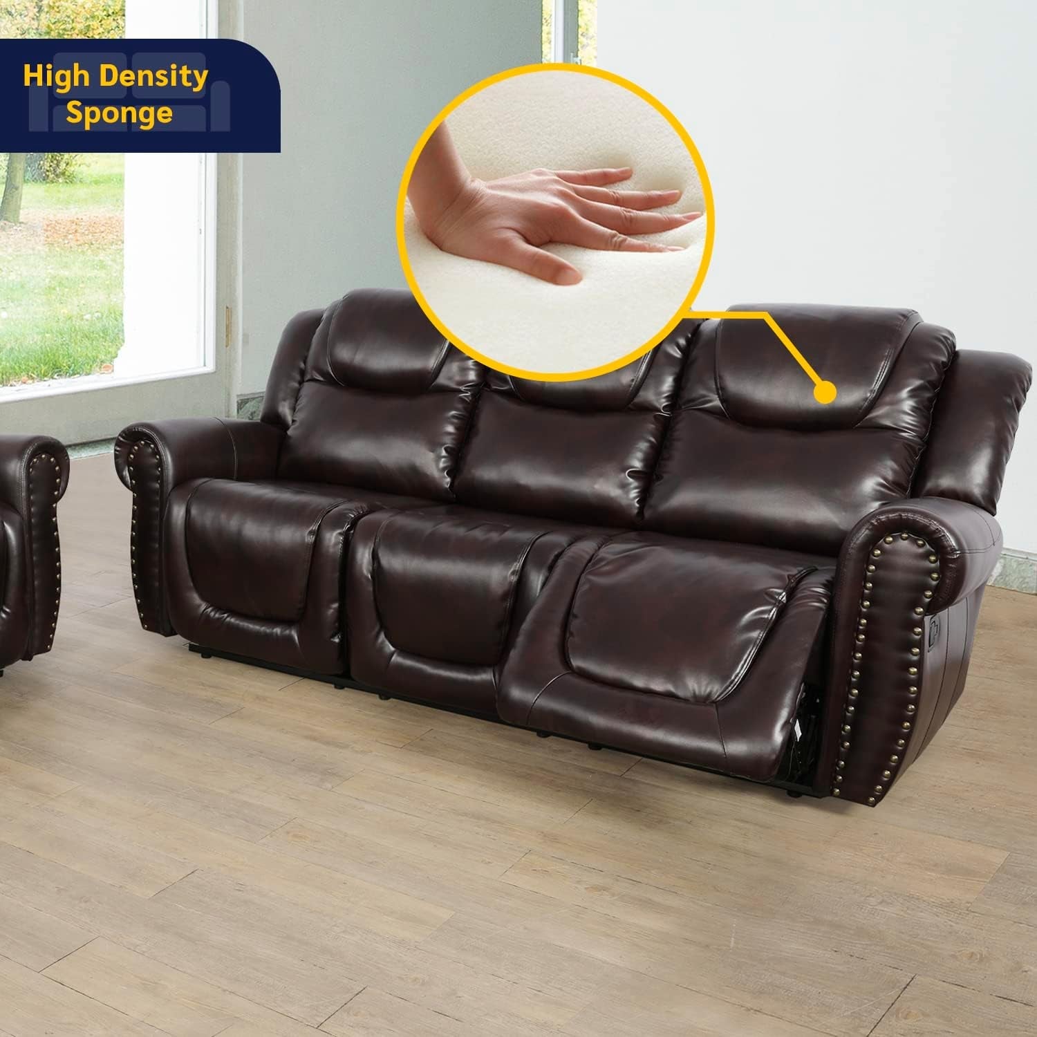 2 Piece Faux Leather Recliner Living Room Set-3