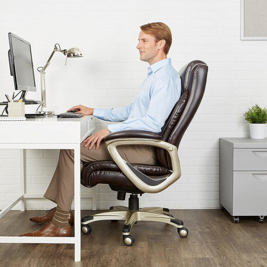 Big & Tall Executive Office Desk Chair with Lumbar Support, Adjustable Height, 350 Lb Capacity, Black Pewter Finish-1