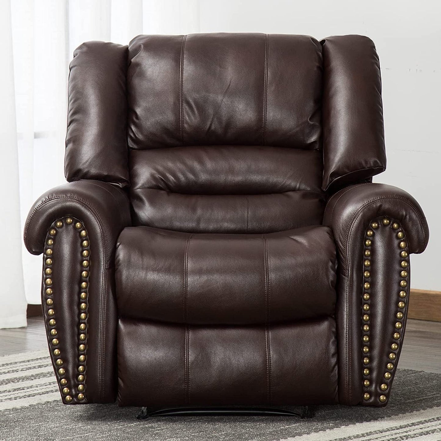 Classic and Traditional Leather Recliner Chair (Brown)-0