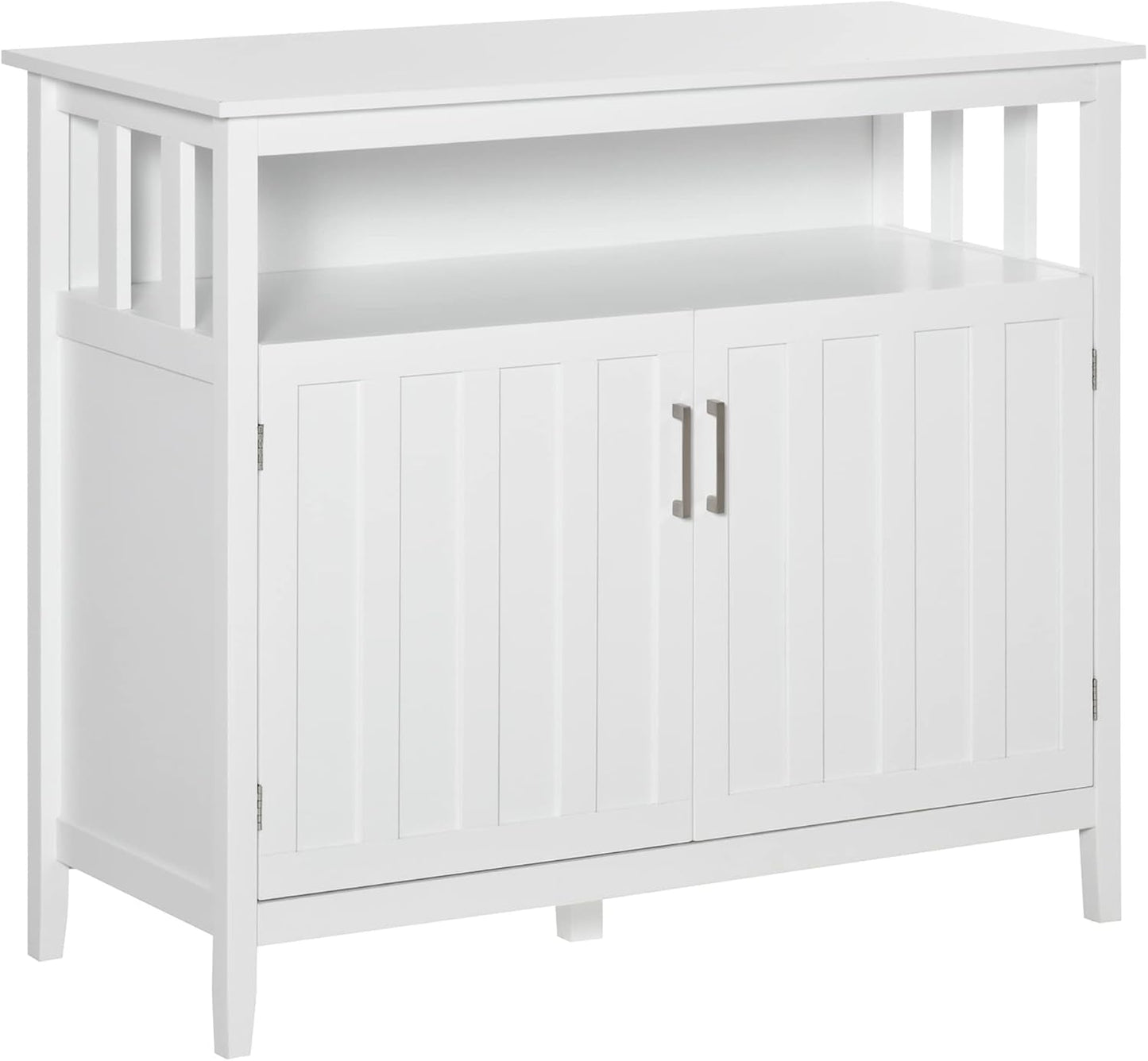 Kitchen Coffee Bar Cabinet White with Storage Doors-1