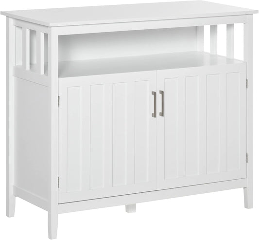 Kitchen Coffee Bar Cabinet White with Storage Doors-1