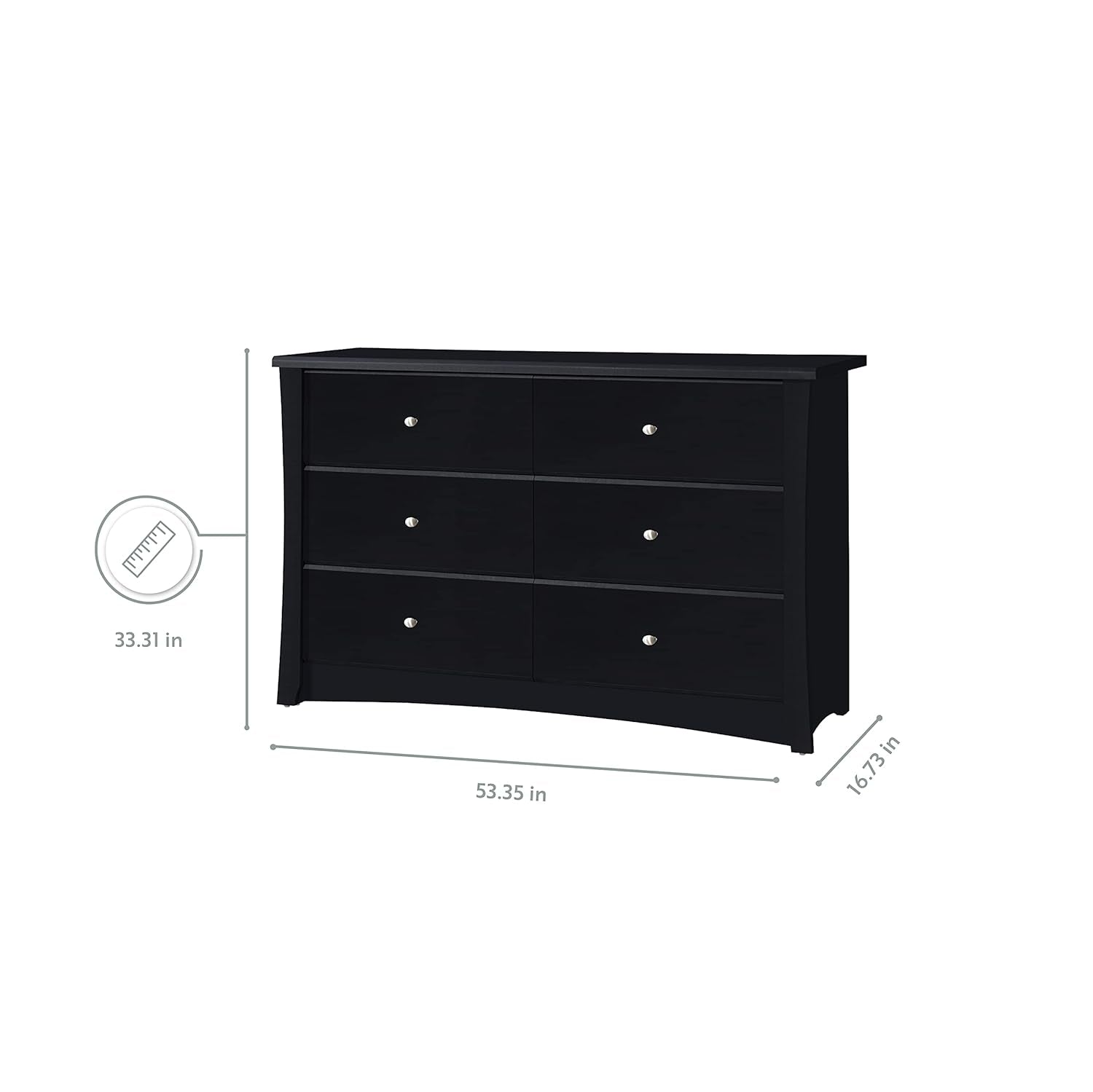 Crescent 6 Drawer Double Dresser (Black) – GREENGUARD Gold Certified, Dresser for Nursery, 6 Drawer Dresser, Kids Dresser, Nursery Dresser Drawer Organizer, Chest of Drawers-2