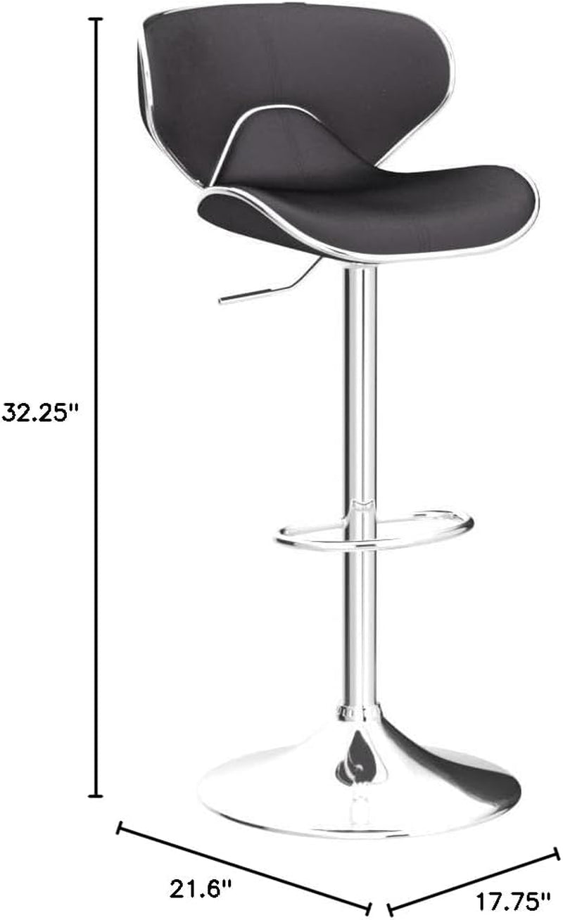 Masaccio Velvet Upholstered Adjustable Swivel Barstool, Set of 2, Gray-1