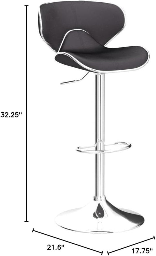 Masaccio Velvet Upholstered Adjustable Swivel Barstool, Set of 2, Gray-1