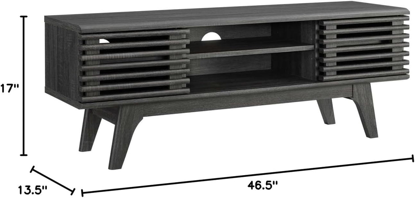 Render Mid-Century Modern Low Profile 46 Inch Media Console TV Stand in Charcoal, 46"-2