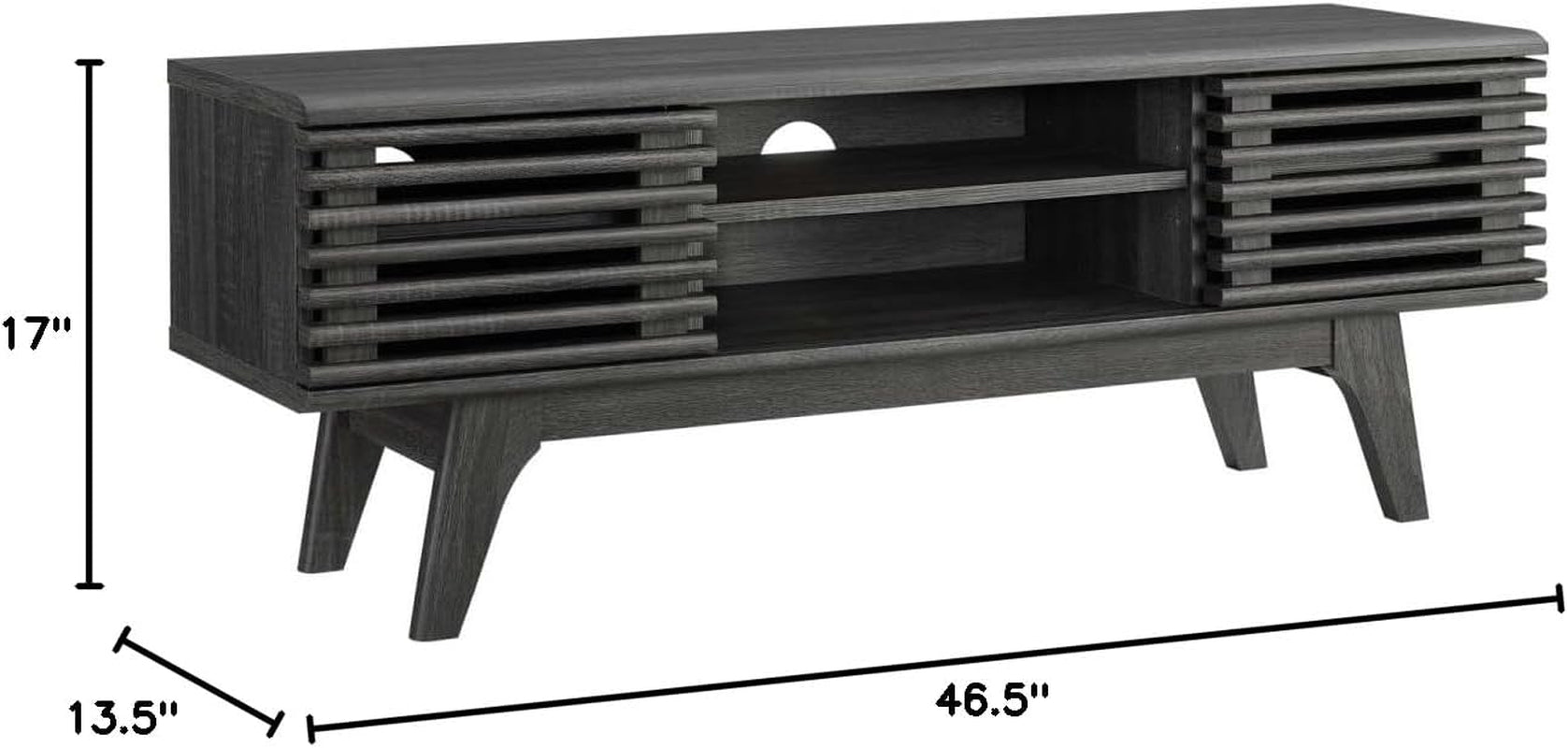 Render Mid-Century Modern Low Profile 46 Inch Media Console TV Stand in Charcoal, 46"-2