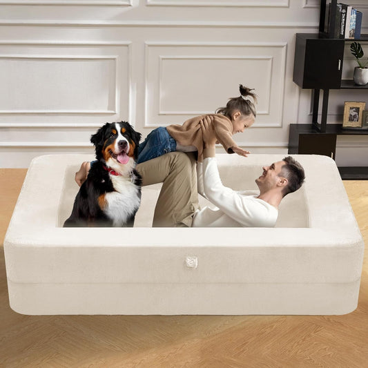 Milky White Large 3-in-1 Folding Bean Bag Couch-0