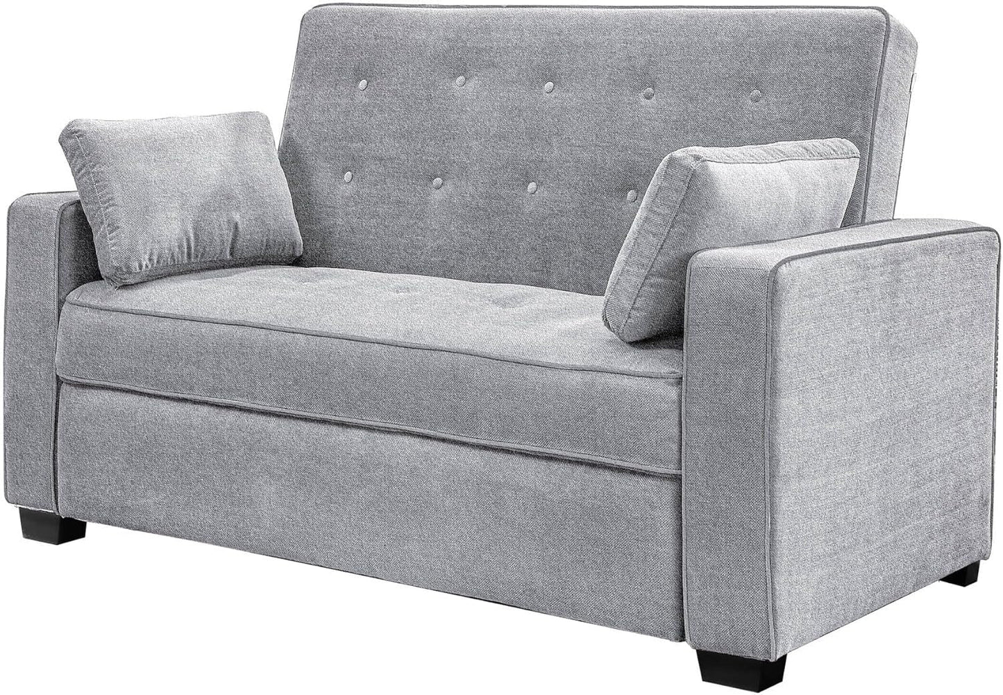 Lifestyle Solutions Ainsley Full Size Convertible Loveseat, Light Grey-4