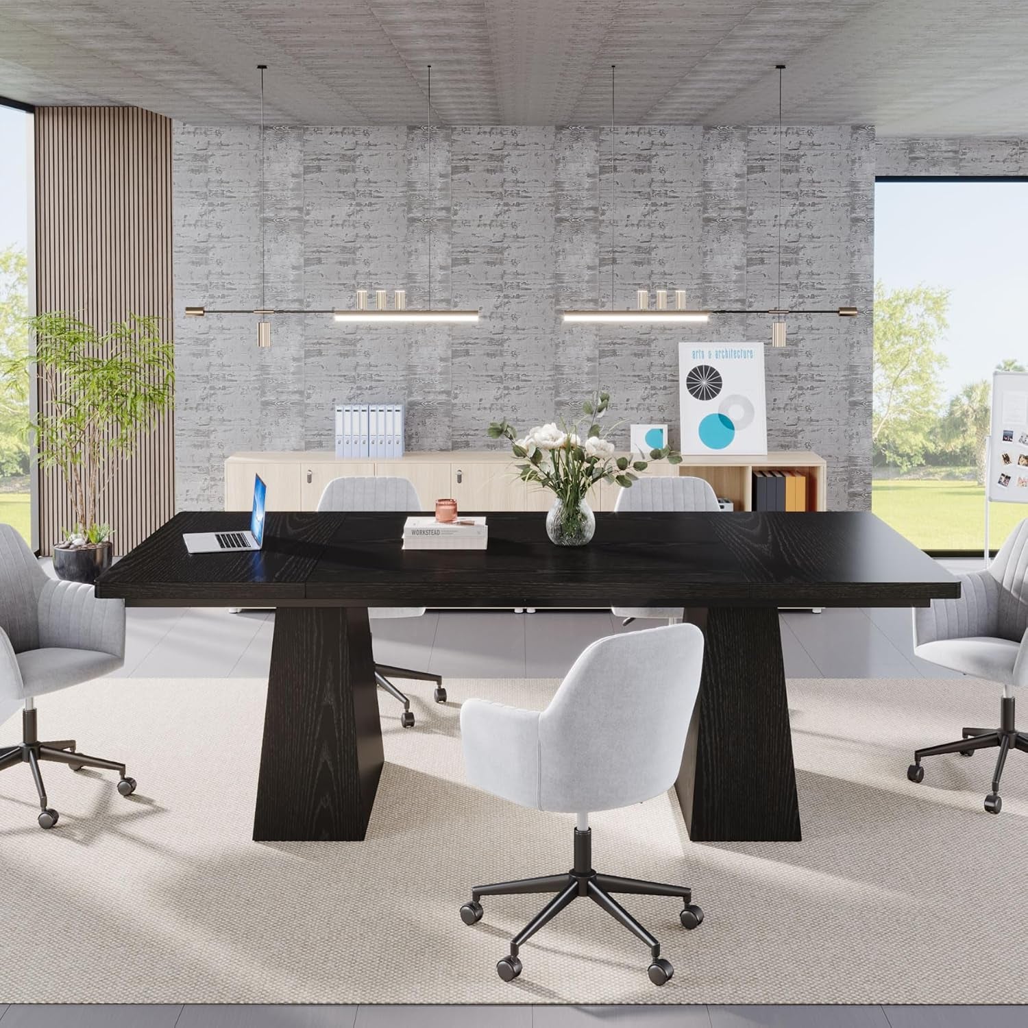 63-Inch Black Dining Table for 4-6, Modern Kitchen Table with Sturdy Tapered Wood Legs, Rectangular Dinner Table with Large Tabletop for Dining Room, Kitchen, Living Room,Black-4