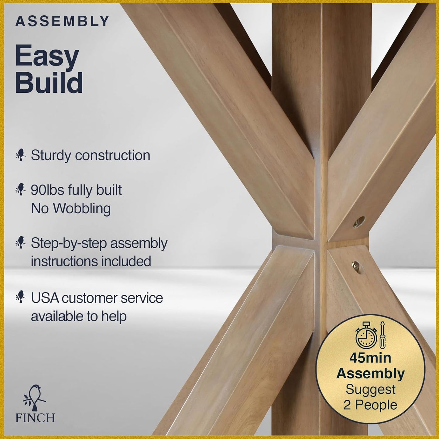 Alfred round Solid Wood Rustic Dining Table for Farmhouse Kitchen Room Decor, Wooden Trestle Pedestal Base, 46.5" Wide Circular Tabletop, Distressed Beige, 47 in X 47 in X 29.2 In-4