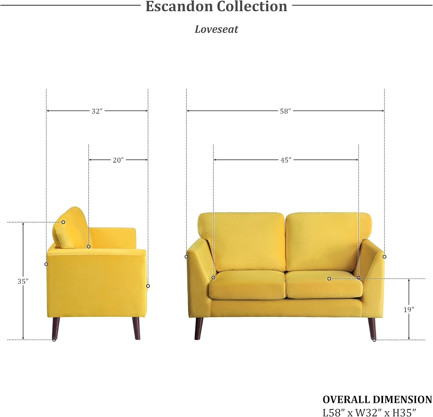 Escandon 2-Piece Living Room Set, Yellow-1