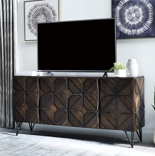 70" TV Stand Urban Geometric Design, 4 Doors-0