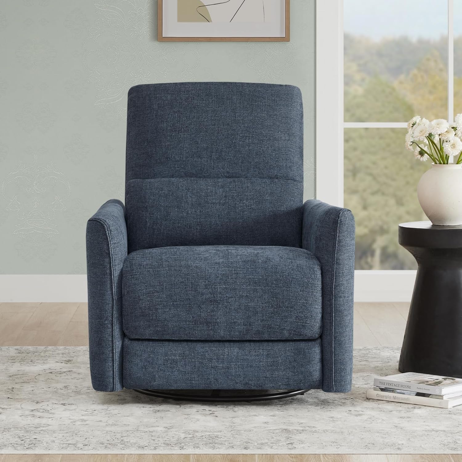 Ink Blue Power Swivel Glider Recliner Chair Nursery Living Room-3
