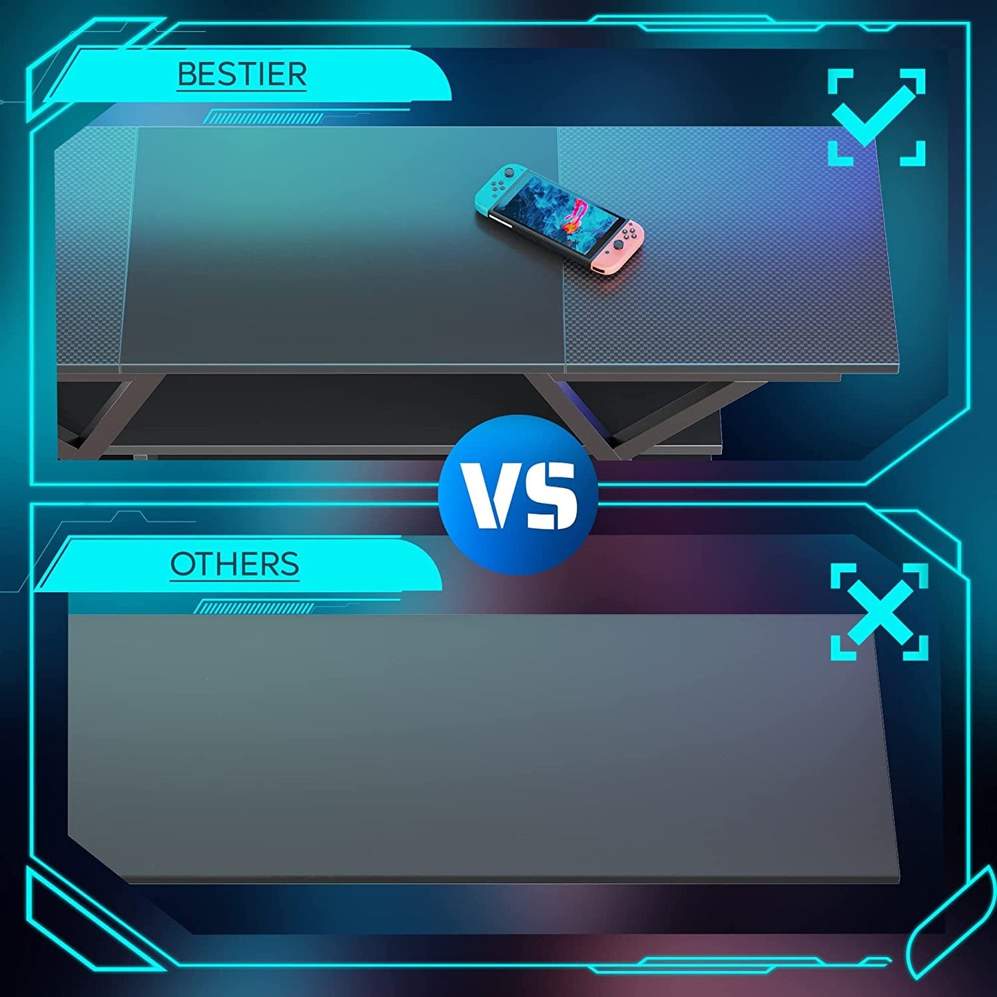 Carbon Fiber Black LED Gaming TV Stand-3