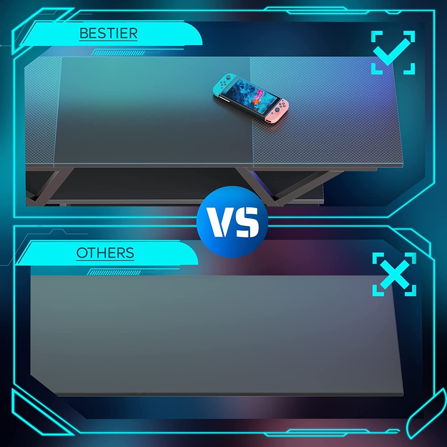 Carbon Fiber Black LED Gaming TV Stand-3