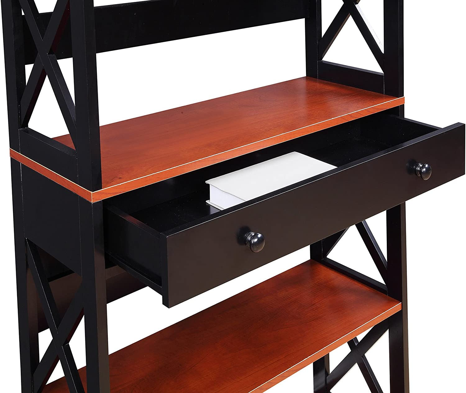 Cherry/Black Oxford Bookcase with Drawer (5 Tier)-3