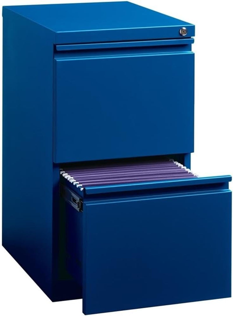 20" 2-Drawer Modern Metal Mobile Pedestal File Cabinet in Blue-4