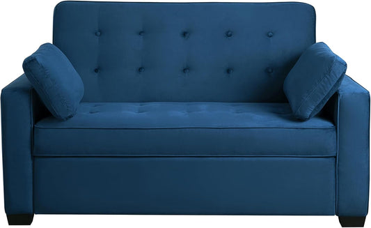 Ainsley Full Size Convertible Loveseat, Navy Blue-1