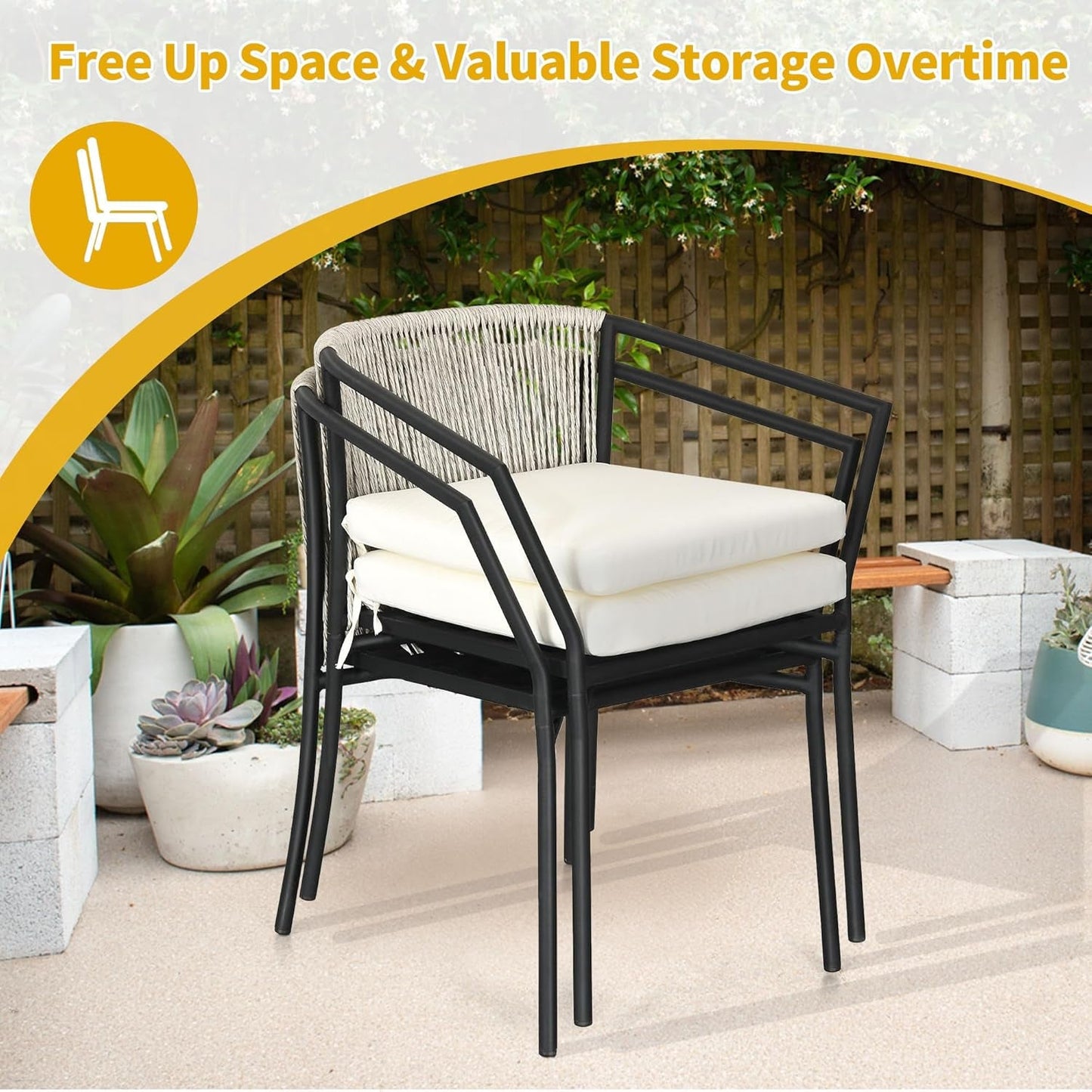 3 Pieces Patio Set Wicker Furniture Outdoor Table and Chairs Rattan Chair Conversation Sets with Cushions & Coffee Table for Porch Backyard Poolside Garden, Gray-1