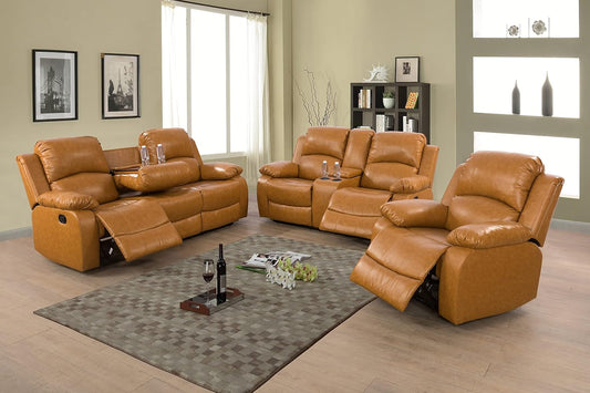Ginger Faux Leather Reclining Living Room Set-0