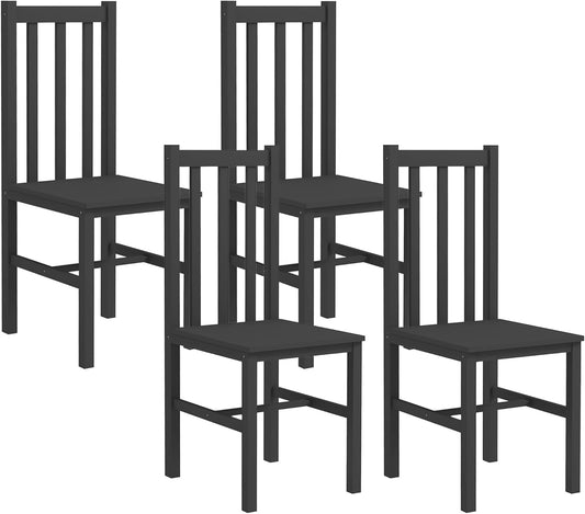 Dining Chairs, Set of 4 Farmhouse Kitchen & Dining Room Chairs with Slat Back, Pine Wood Seating for Living Room and Dining Room, Black-0