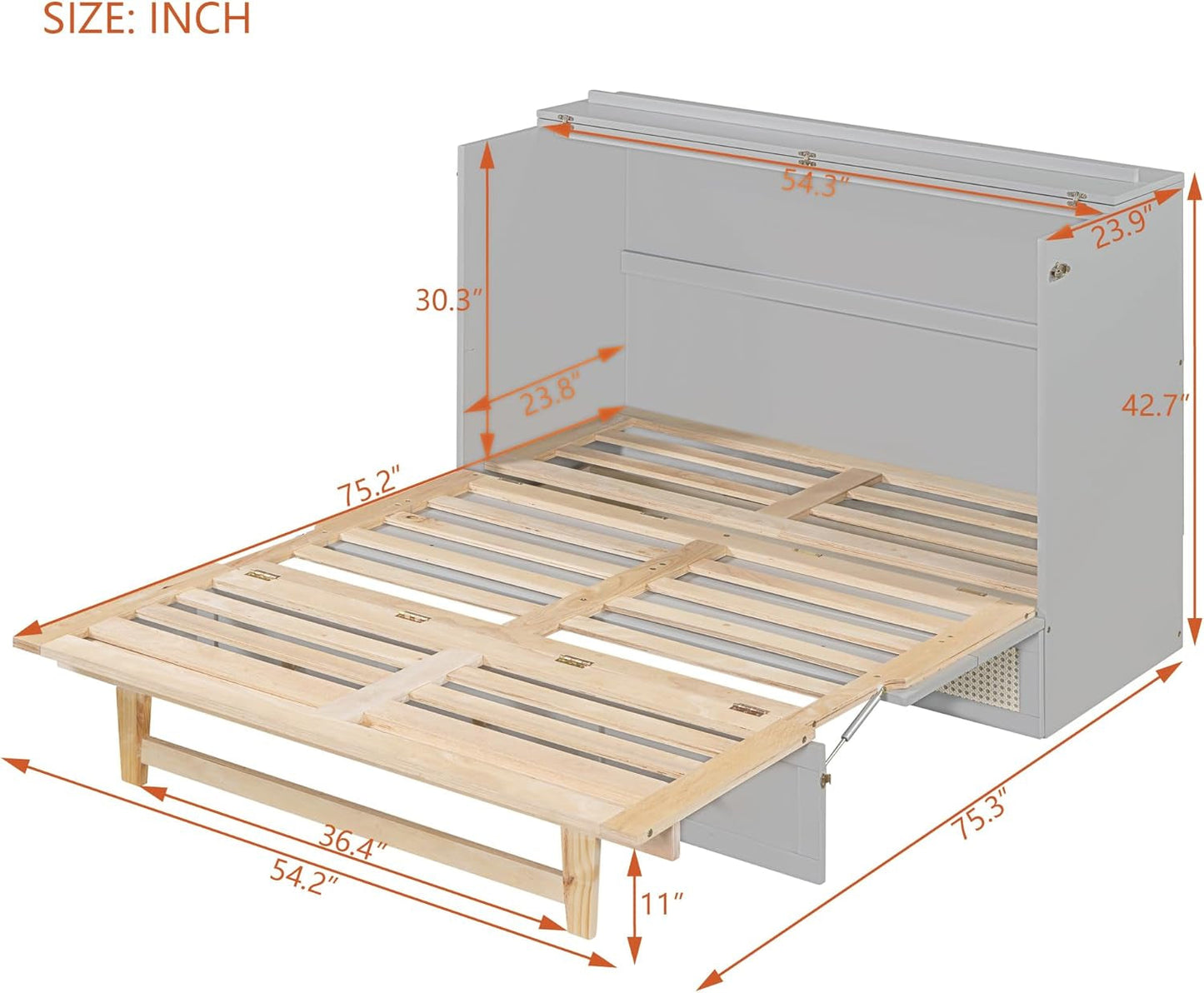 Full Size Murphy Bed Chest with Storage and Style-1