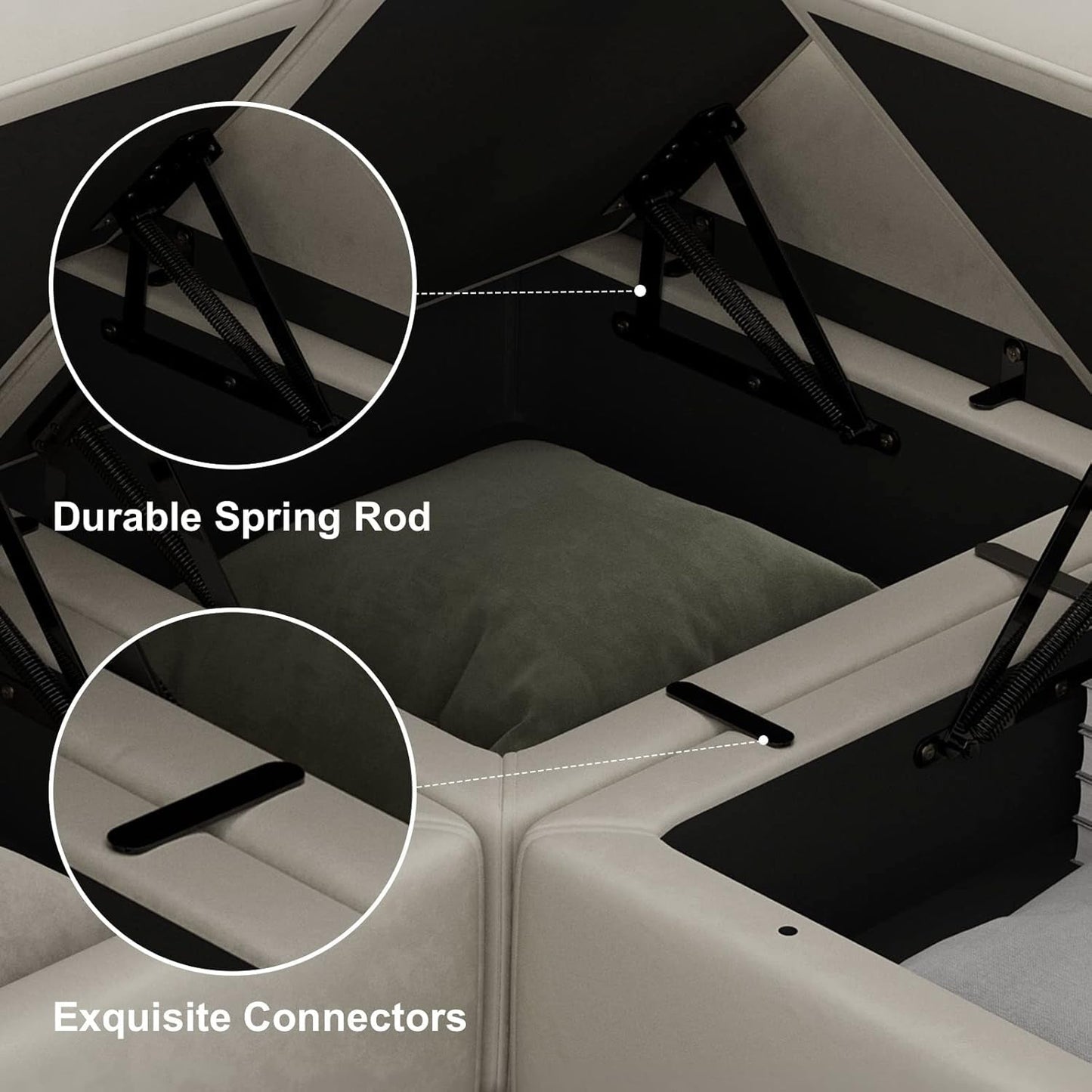 Modular Sofa Set for Living Room Furniture Sets 3 Piece with Storage Seat Velvet Sofa Couch Set Grey-4