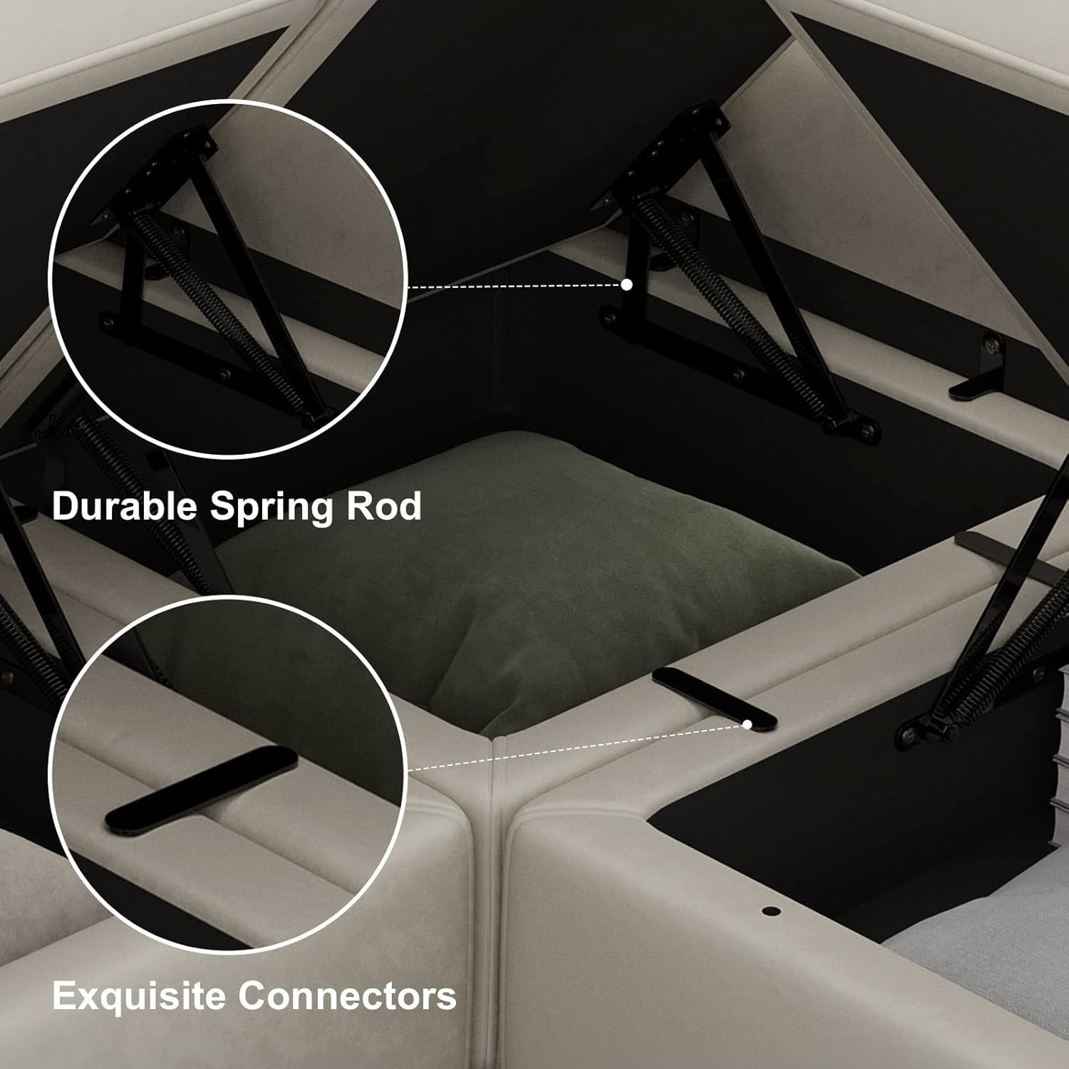 Modular Sofa Set for Living Room Furniture Sets 3 Piece with Storage Seat Velvet Sofa Couch Set Grey-4