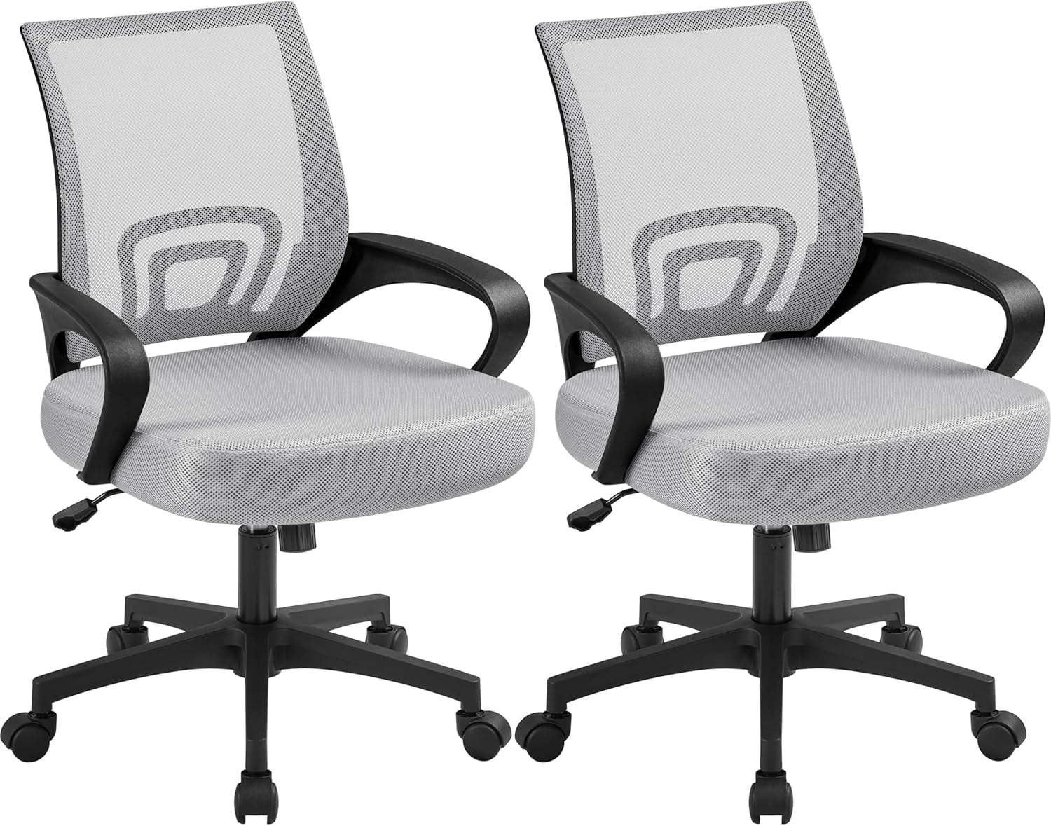 2Pcs Ergonomic Desk Chair Mesh Computer Chair with Lumbar Support Armrest Executive Rolling Swivel Adjustable Mid Back Task Chair for Women Adults, Grey-0