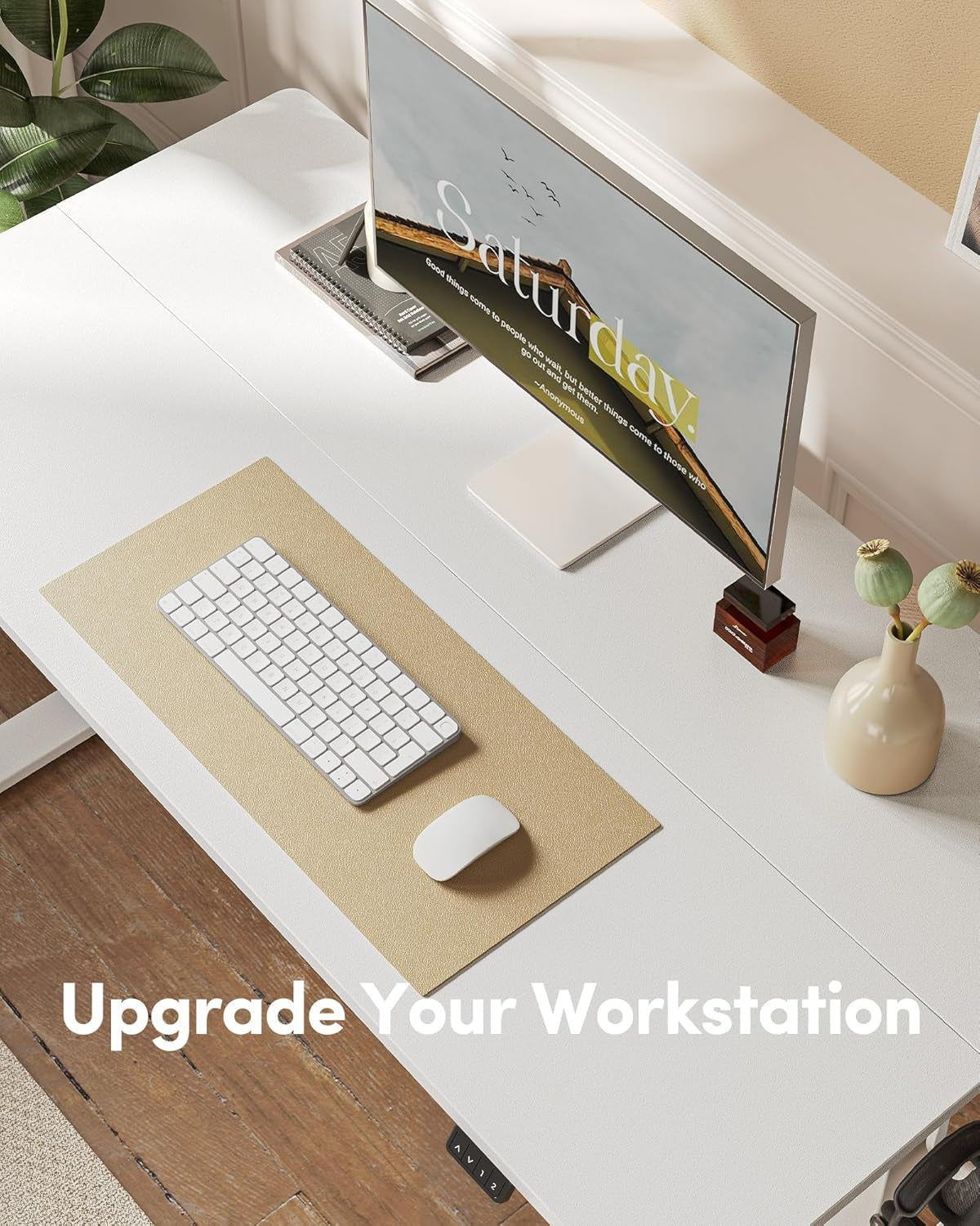 Electric Standing Desk, Height Adjustable Stand up Desk, 55 X 24 Inches Sit Stand Home Office Desk, Computer Desk, White-3