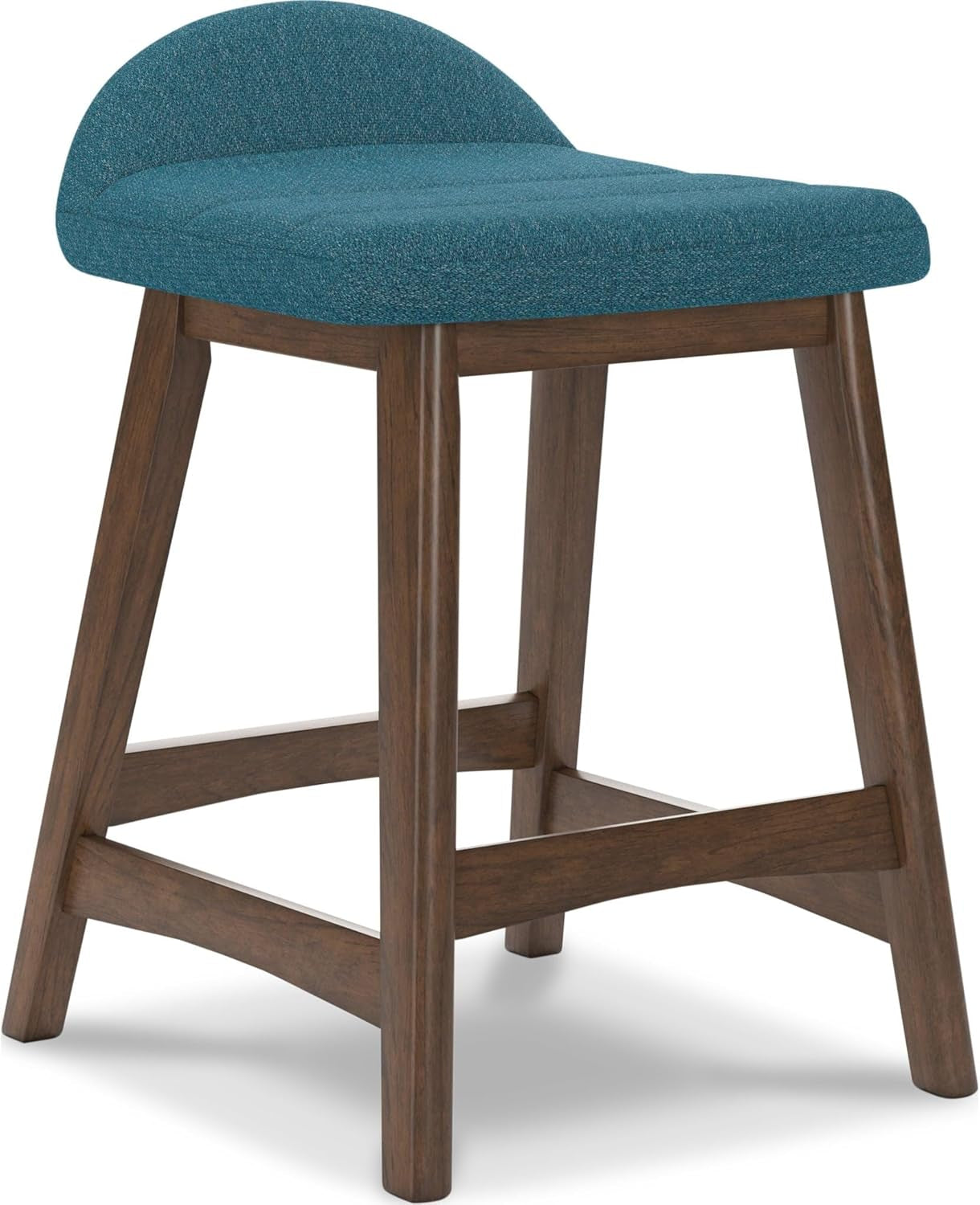 Lyncott Contemporary 28.5" Counter Height Upholstered Bar Stool with Foam Cushion, 2 Count, Blue & Brown-0