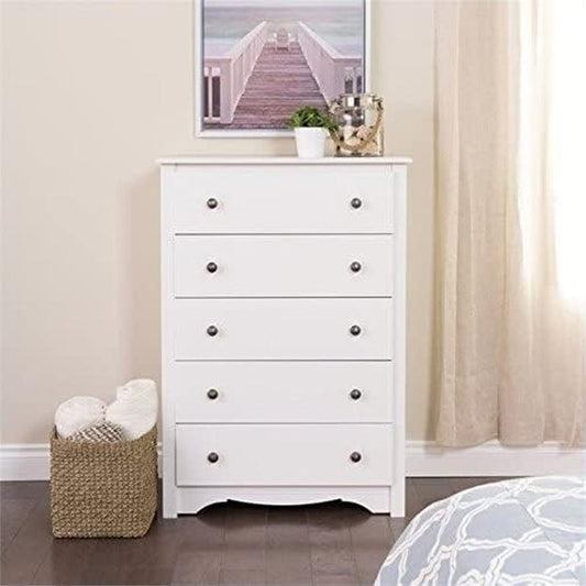 White Monterey 5-Drawer Bedroom Chest-1