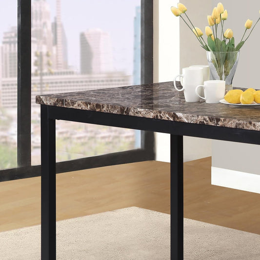 Noyes Metal Dining Table with Laminated Faux Marble Top-1