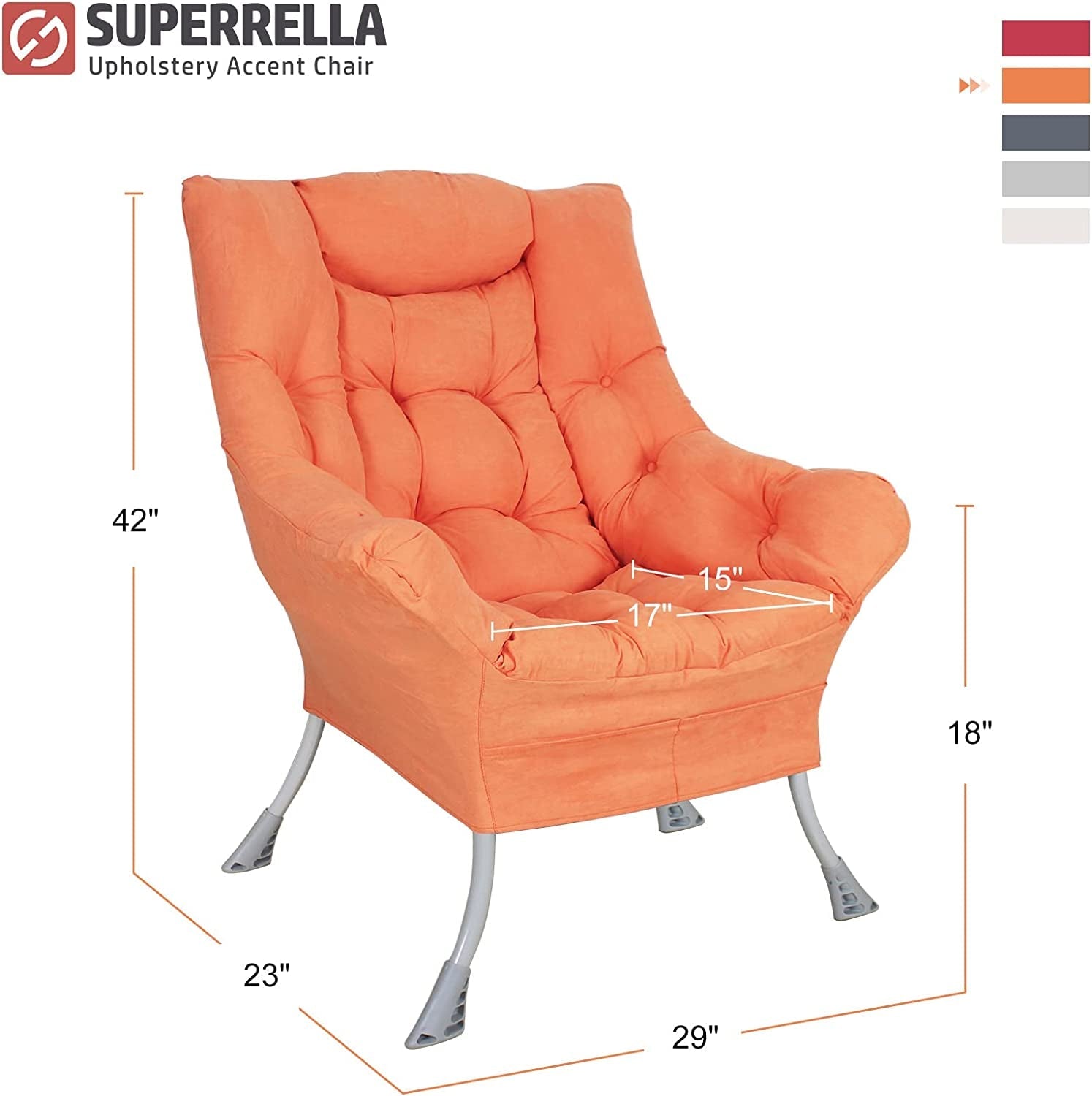 Orange High-Backed Upholstered Armchair for Modern Living Rooms-2