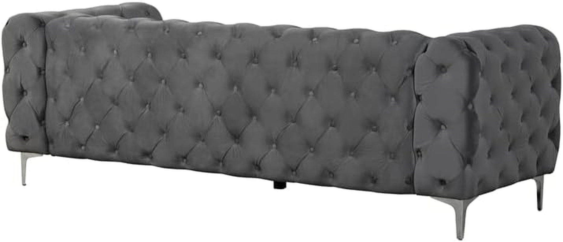 Sofa and Two Chairs Velvet Fabric Living Room Furniture Set-Gray-4
