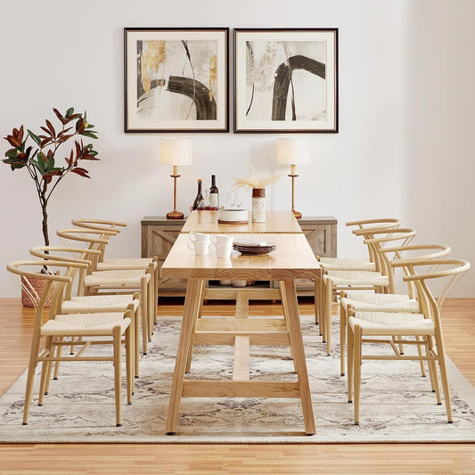 Wood Rattan Weave Dining Chairs (Set of 2)-0