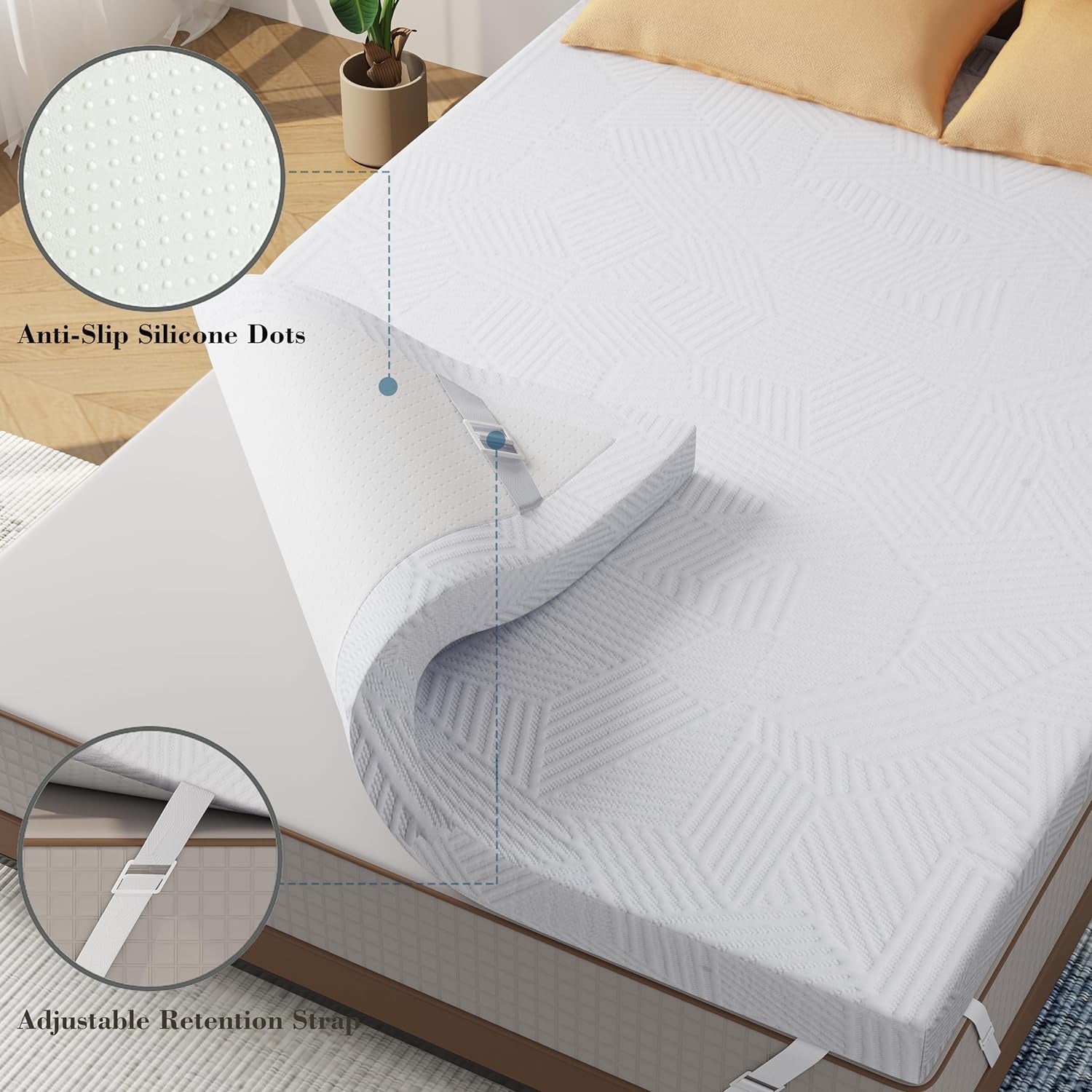 3 Inch Cooling Gel Memory Foam Mattress Topper, Queen-4